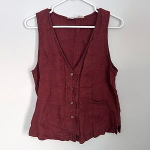J. Jill Vintage Linen Button-Front Sleeveless Top